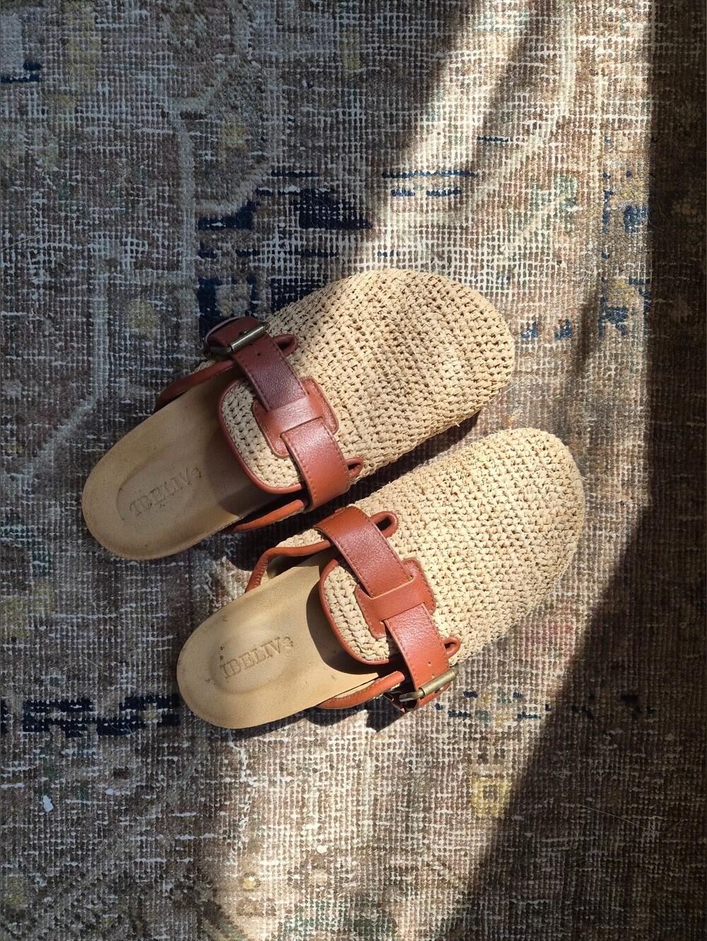 IBELIV Raffia Leather Clogs Mules $395